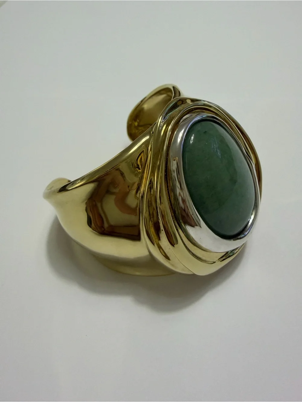 RLM Studio Sterling Silver And Brass Large Cuff Bracelet With An Oval Stone